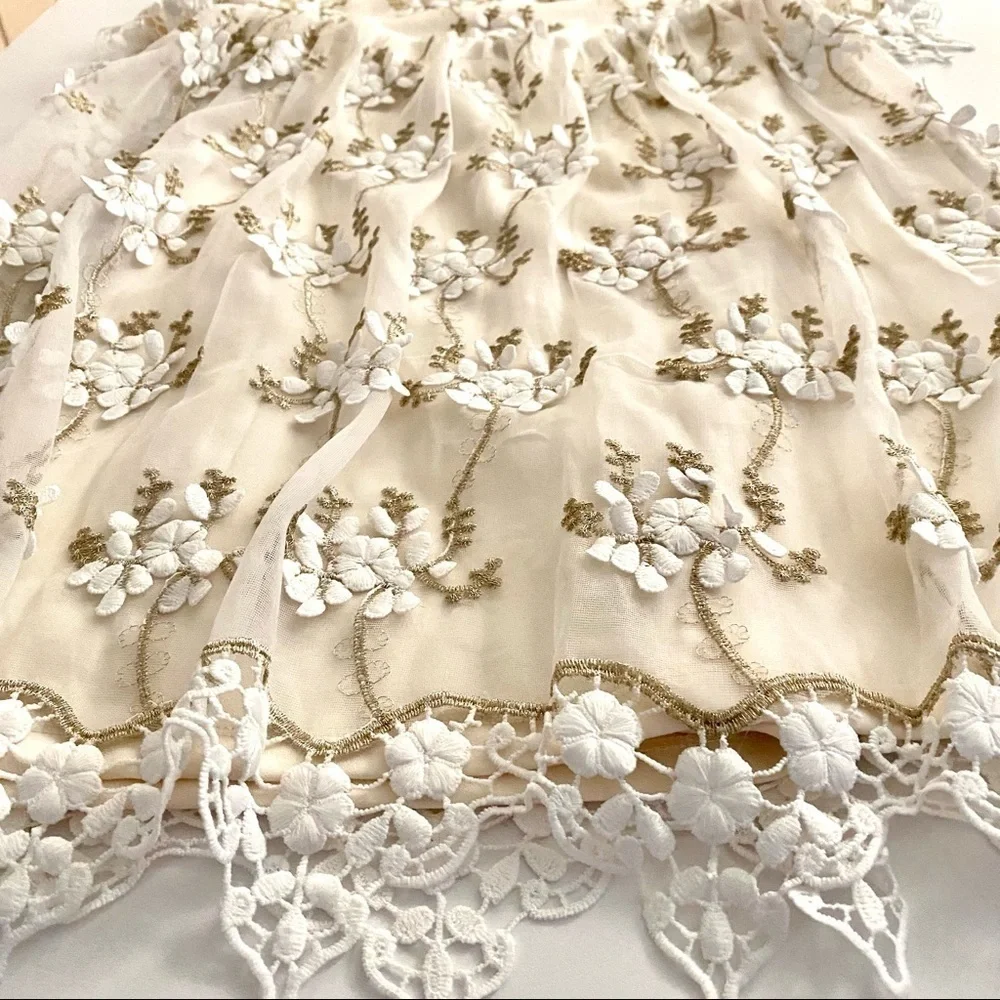 Chasing Fireflies Girls Ivory Floral Lace Dress Medium (7-8) Wedding Flower Girl